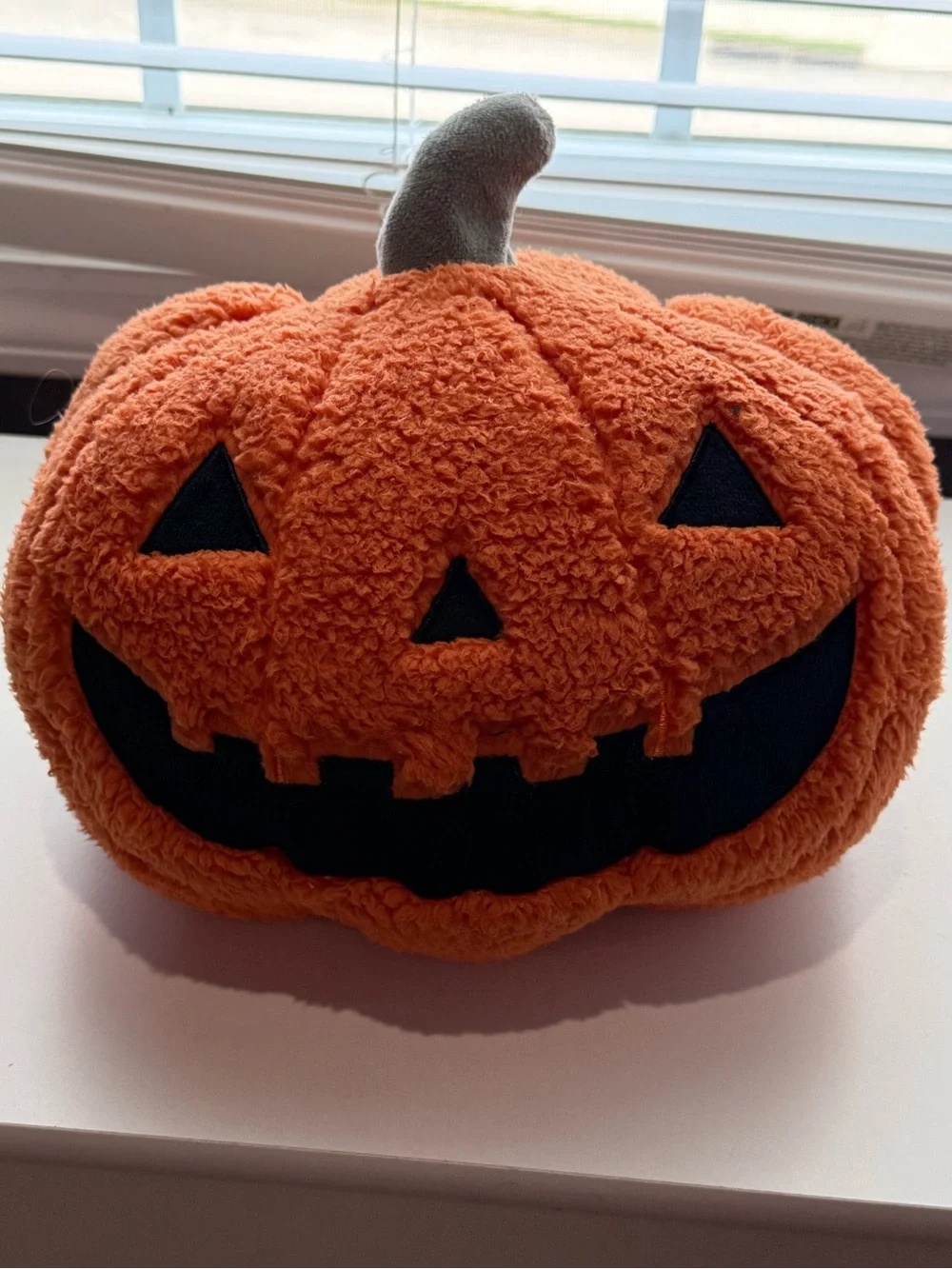 Plush Orange Jack-O'-Lantern Holiday Pillow - Festive Accent